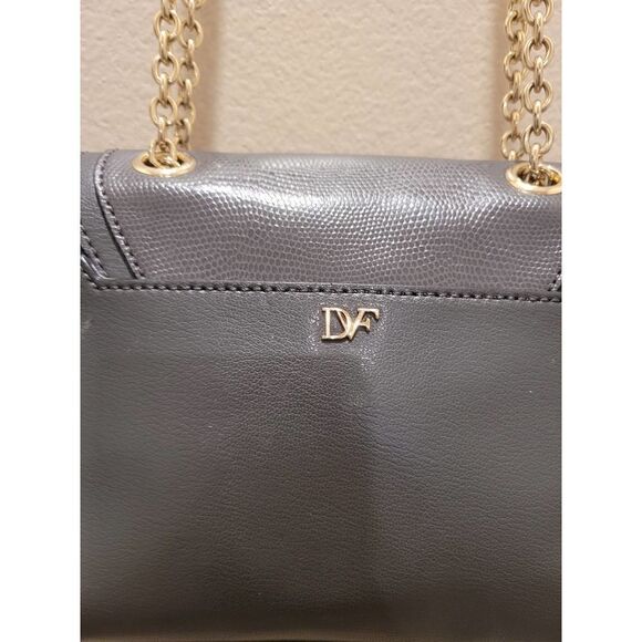 Diane Von Furstenberg Gray Leather Chain Shoulder Crossbody Handbag - Picture 5 of 9